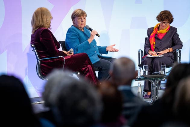 Art Exhibition, Marie Elisabeth Lüders Haus, Berlin; Former German Chancellor Angela Merkel; President of the Bundestag Julia Klöckner; Art Exhibition: Kokoschka, Adenauer, Warhol, Brandt—Extraordinary Encounters Between Art and Politics; Moderator: Jacqueline Boysen; Berlin, Berlin, GER