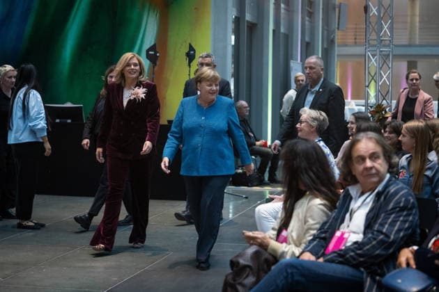 Art Exhibition, Marie Elisabeth Lüders House, Berlin; Former German Chancellor Angela Merkel; President of the Bundestag Julia Klöckner; Art Exhibition: Kokoschka, Adenauer, Warhol, Brandt—Extraordinary Encounters Between Art and Politics; Berlin, Berlin, GER