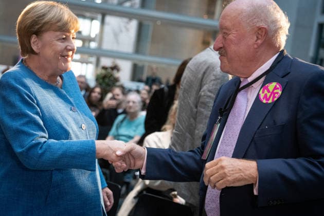 Art Exhibition, Marie Elisabeth Lüders Haus, Berlin; Former German Chancellor Angela Merkel; Konrad Adenauer; Art Exhibition: Kokoschka, Adenauer, Warhol, Brandt—Extraordinary Encounters Between Art and Politics; Berlin, Berlin, GER