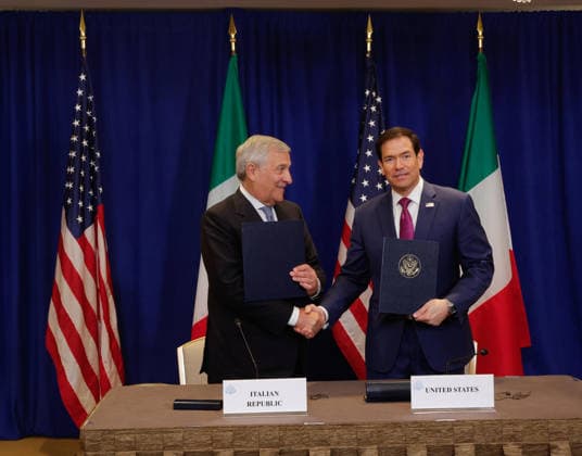September 21, 2026, New York, US: Italy s Minister for Foreign Affairs Antonio Tajani and U.S. Secretary of State Marco Rubio attend an agreement signing ceremony of Memorandum of Understanding on Critical Minerals, on occasion of the United Nations General Assembly (UNGA), in New York, USA, 21 September 2026. ANSA GIUSEPPE LAMI. New York US  - ZUMAa110 20260921_zaf_a110_010 Copyright: xGiuseppexLamix