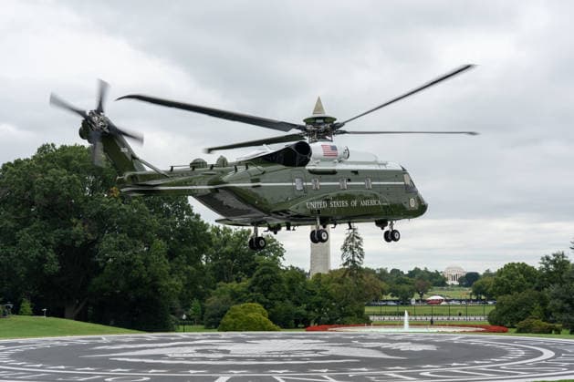 September 21, 2026, Washington, District Of Columbia, USA: President DONALD TRUMP participates in a ribbon-cutting ceremony for the new White House helipad on the South Lawn before boarding the new Marine One VH-92A Patriot helicopter as he departs the White House for New York to attend the United Nations General Assembly in Washington, DC, on September 21, 2026. The new granite helipad, which features the presidential seal, was constructed to accommodate the newer Marine One helicopters and prevent damage to the White House lawn from the aircraft s exhaust. Washington USA  - ZUMAs365 20260921_znp_s365_024 Copyright: xJoeyxSussmanx