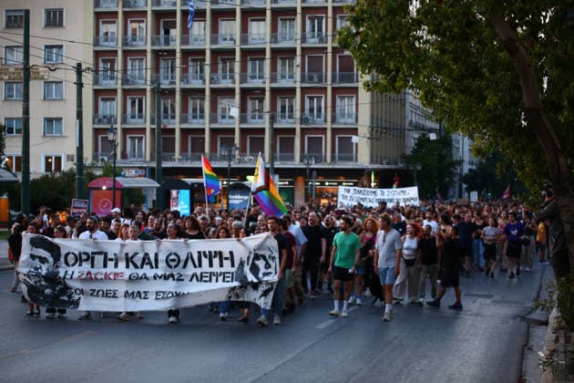 September 21, 2026, Athens, Attica, GREECE: People take part in a march marking eight years since the killing of Greek LGBTQ+ activist Zak Kostopoulos, also known by his drag persona Zackie Oh. The demonstration, organized by Justice for Zak Zackie, began on Gladstonos Street, where Kostopoulos was fatally attacked in 2018. Athens GREECE - ZUMAx103 20260921_zip_x103_004 Copyright: xHarrisxXanthopoulosx