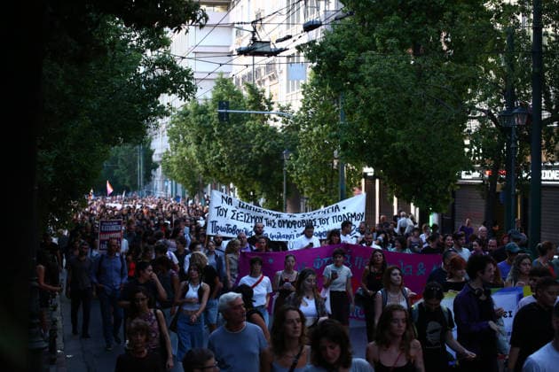 September 21, 2026, Athens, Attica, GREECE: People take part in a march marking eight years since the killing of Greek LGBTQ+ activist Zak Kostopoulos, also known by his drag persona Zackie Oh. The demonstration, organized by Justice for Zak Zackie, began on Gladstonos Street, where Kostopoulos was fatally attacked in 2018. Athens GREECE - ZUMAx103 20260921_zip_x103_011 Copyright: xHarrisxXanthopoulosx