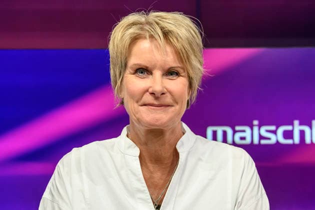 In the photo, from left: Susanne Gaschke, NZZ; GER; Berlin; studio; guest on Maischberger ; political talk show; TV; program; with host Sandra Maischberger; Das Erste; from Studio 20 in Adlershof, September 21, 2026, Copyright: HMBxMedia UwexKoch