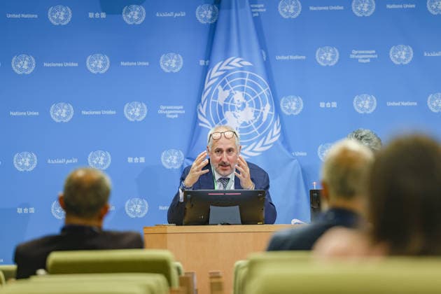 September 21, 2026, New York, New York, United States: United Nations Spokesperson STEPHANE DUJARRIC briefs journalists ahead of the UN General Assembly General Debate at United Nations Headquarters. Dujarric said Secretary-General ANTONIO GUTERRES would continue to address the major issues already confronting the UN, including conflicts, climate change, artificial intelligence and inequality. He noted that while this is GuterresÃ¢â‚¬â ¢ final General Assembly as Secretary-General, it will not be his final address before his term ends in December 2026. New York United States - ZUMAo116 20260921_znp_o116_018 Copyright: xBiancaxOterox