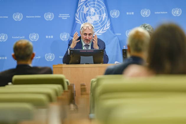 September 21, 2026, New York, New York, United States: United Nations Spokesperson STEPHANE DUJARRIC briefs journalists ahead of the UN General Assembly General Debate at United Nations Headquarters. Dujarric said Secretary-General ANTONIO GUTERRES would continue to address the major issues already confronting the UN, including conflicts, climate change, artificial intelligence and inequality. He noted that while this is GuterresÃ¢â‚¬â ¢ final General Assembly as Secretary-General, it will not be his final address before his term ends in December 2026. New York United States - ZUMAo116 20260921_znp_o116_019 Copyright: xBiancaxOterox