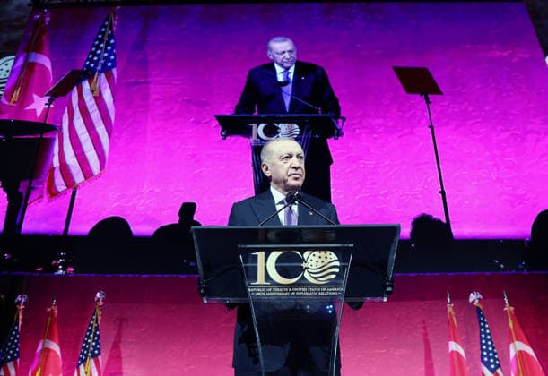 100 Years of Friendship: Turkiye-United States event NEW YORK, UNITED STATES - SEPTEMBER 21: (----EDITORIAL USE ONLY - MANDATORY CREDIT - TURKISH PRESIDENCY MURAT KULA HANDOUT - NO MARKETING NO ADVERTISING CAMPAIGNS - DISTRIBUTED AS A SERVICE TO CLIENTS----) Turkish President Recep Tayyip Erdogan delivers a speech during the 100 Years of Friendship: Turkiye-United States event in New York, United States, on September 21, 2026, on the sidelines of the 81st session of the United Nations (UN) General Assembly. TUR Presidency Murat Kula Anadolu New York United States. Editorial use only. Please get in touch for any other usage.  Copyright: x2026xAnadoluxTURxPresidencyx xMuratxKulax