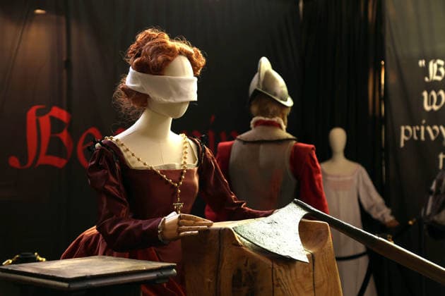 An execution scene of Mary, Queen of Scots at the Mary Queen of Scots Exhibition in Peterborough Cathedral. The exhibition tells the story of one of Britain™s most fascinating monarchs and her remarkable connection to Peterborough using Mary s authentic belongings, letters, and reconstructed scenes from her life. Following her execution at nearby Fotheringhay in 1587, Mary was originally laid to rest at Peterborough Cathedral before her remains were later moved to Westminster Abbey. Mary, Queen of Scots Exhibition, Peterborough Cathedral, Peterborough, on 21st September, 2026.  .