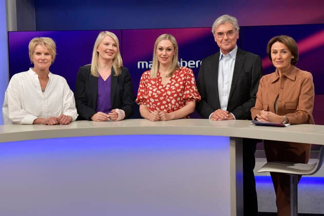 Susanne Gaschke, Annett Meiritz, Ruth Moschner, Joe Kaeser, and Sandra Maischberger on the ARD talk show *maischberger* at the studio in Berlin-Adlershof, Berlin, September 2, 2026 Foto:xM.xBehrensx xFuturexImagex maischberger2109_6902