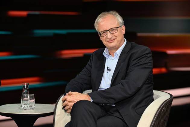 Albrecht von Lucke, Political Scientist, September 26, Albrecht von Lucke on September 20, 2026, on *Markus Lanz*, ZDF TV, talk show, Germany, German, German man, publicist, lawyer, political scientist, journalist, journalism, sitting sideways, smiling