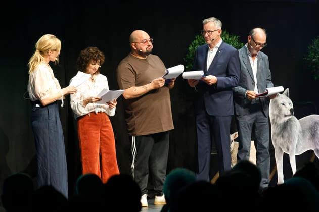 Christine Sommer, Isabel Varell, Bora, Axel Tschersich, and Martin Brambach at the 10th Recklinghäuser Hurz Comedy Award ceremony at the Ruhrfestspielhaus in Recklinghausen, September 21, 2026 Foto:xT.xSchröerx xFuturexImagex hurz_6977