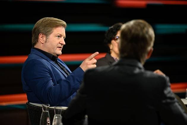 Michael Bröcker (left) with Markus Lanz and Mariam Lau on September 26; Markus Lanz (right) with Michael Bröcker and Mariam Lau on September 20, 2026, on *Markus Lanz*, ZDF TV, talk show, Germany,