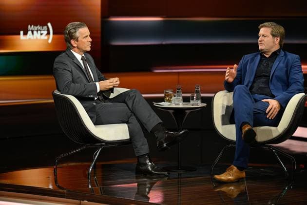 Markus Lanz with Michael Bröcker on September 26, 2026; Markus Lanz and Michael Bröcker on September 20, 2026, on *Markus Lanz*, ZDF TV, talk show, Germany, German, German man, men, table, briefings, editor-in-chief, German, Italy, Italian, Italian, German p