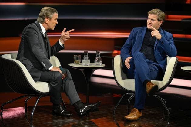 Markus Lanz with Michael Bröcker on September 26, 2026; Markus Lanz and Michael Bröcker on September 20, 2026, on *Markus Lanz*, ZDF TV, talk show, Germany, German, German man, men, table, briefings, editor-in-chief, German, Italy, Italian, Italian, German p