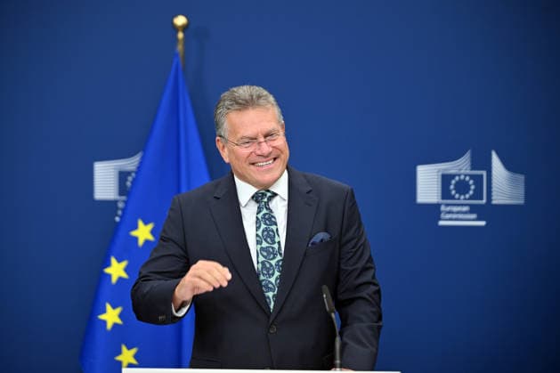 EU Commissioner Maros Sefcovic holds press conference in Brussels BRUSSELS, BELGIUM - SEPTEMBER 22: European Commissioner for Trade and Economic Security Maros Sefcovic holds a press conference on September 22, 2026 in Brussels, Belgium. Dursun Aydemir Anadolu Brussels Belgium. Editorial use only. Please get in touch for any other usage.  Copyright: x2026xAnadoluxDursunxAydemirx