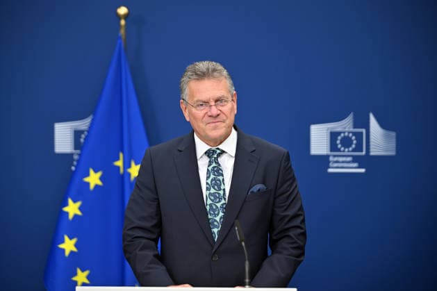 EU Commissioner Maros Sefcovic holds press conference in Brussels BRUSSELS, BELGIUM - SEPTEMBER 22: European Commissioner for Trade and Economic Security Maros Sefcovic holds a press conference on September 22, 2026 in Brussels, Belgium. Dursun Aydemir Anadolu Brussels Belgium. Editorial use only. Please get in touch for any other usage.  Copyright: x2026xAnadoluxDursunxAydemirx