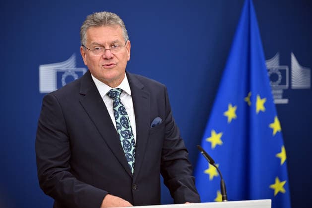 EU Commissioner Maros Sefcovic holds press conference in Brussels BRUSSELS, BELGIUM - SEPTEMBER 22: European Commissioner for Trade and Economic Security Maros Sefcovic holds a press conference on September 22, 2026 in Brussels, Belgium. Dursun Aydemir Anadolu Brussels Belgium. Editorial use only. Please get in touch for any other usage.  Copyright: x2026xAnadoluxDursunxAydemirx