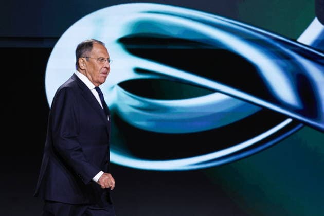 RUSSIA, MOSCOW - SEPTEMBER 22, 2026: Russia’s Minister of Foreign Affairs Sergei Lavrov attends the opening ceremony of the 4th International Forum Dialog about Fakes 4.0 held at the National Centre RUSSIA. Sergei Bulkin TASS  98130865