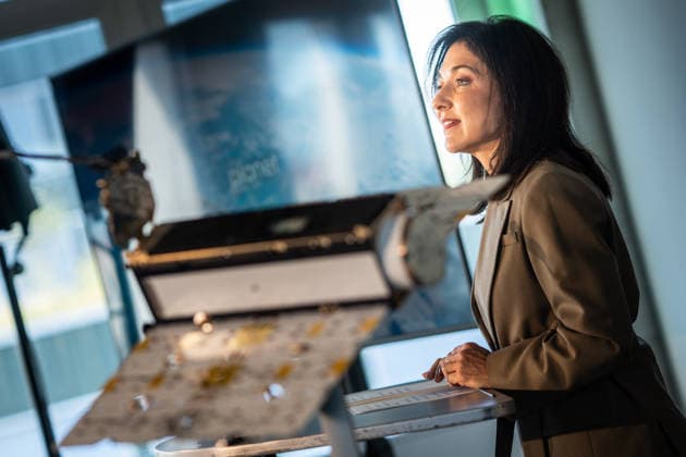 Katherina Reiche, German Federal Minister for Economic Affairs and Energy, delivers a welcoming address at the opening of the satellite production facility in Berlin: Planet Labs Germany GmbH, Berlin, Germany, Friedrich-Krause-Ufer 17a