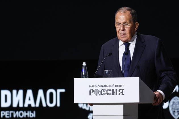 RUSSIA, MOSCOW - SEPTEMBER 22, 2026: Russia’s Minister of Foreign Affairs Sergei Lavrov speaks at the opening ceremony of the 4th International Forum Dialog about Fakes 4.0 held at the National Centre RUSSIA. Sergei Bulkin TASS  98131982