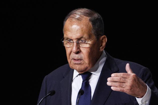 RUSSIA, MOSCOW - SEPTEMBER 22, 2026: Russia’s Minister of Foreign Affairs Sergei Lavrov speaks at the opening ceremony of the 4th International Forum Dialog about Fakes 4.0 held at the National Centre RUSSIA. Sergei Bulkin TASS  98131983