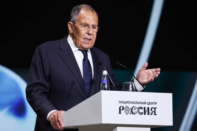 RUSSIA, MOSCOW - SEPTEMBER 22, 2026: Russia’s Minister of Foreign Affairs Sergei Lavrov speaks at the opening ceremony of the 4th International Forum Dialog about Fakes 4.0 held at the National Centre RUSSIA. Sergei Bulkin TASS  98131949