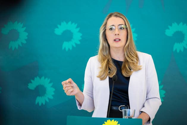 Press Statement by the Alliance 90 The Greens Parliamentary Caucus in the German Bundestag, Berlin, September 22, 2026. Caucus Chairwoman Katharina Dröge, Member of the Bundestag, speaks to the press and journalists on the caucus floor of the Bundestag.