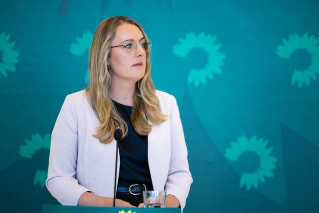 Press Statement by the Alliance 90 The Greens Parliamentary Caucus in the German Bundestag, Berlin, September 22, 2026. Caucus Chairwoman Katharina Dröge, Member of the Bundestag, speaks to the press and journalists on the caucus floor of the Bundestag.