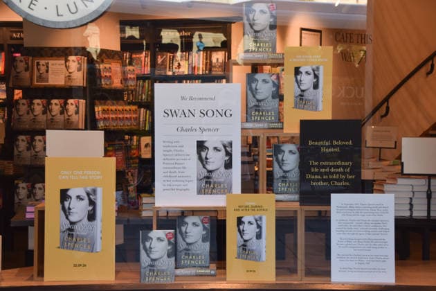 September 22, 2026, London, England, United Kingdom: Copies of the book Swan Song - Diana, My Sister by Charles Spencer are displayed in the window of a bookstore as the book goes on sale. London United Kingdom - ZUMAv130 20260922_zip_v130_002 Copyright: xVukxValcicx