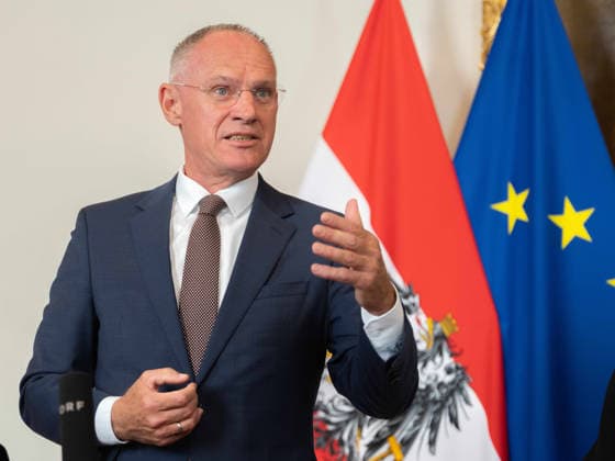 September 22, 2026: Federal Government Cabinet Meeting; Federal Minister of the Interior Gerhard Karner (ÖVP) at the doorstep before the Cabinet meeting on September 22, 2026, and at the press reception afterward at the Federal Chancellery in Vienna, Vienna, Austria