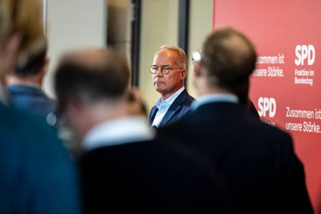 Press Statement by the SPD Parliamentary Group in the Bundestag, Berlin, Germany, on September 22, 2026. Matthias Miersch, Chair of the Parliamentary Group and Member of the Bundestag, speaks to the press and journalists on the parliamentary group floor of the Bundestag.