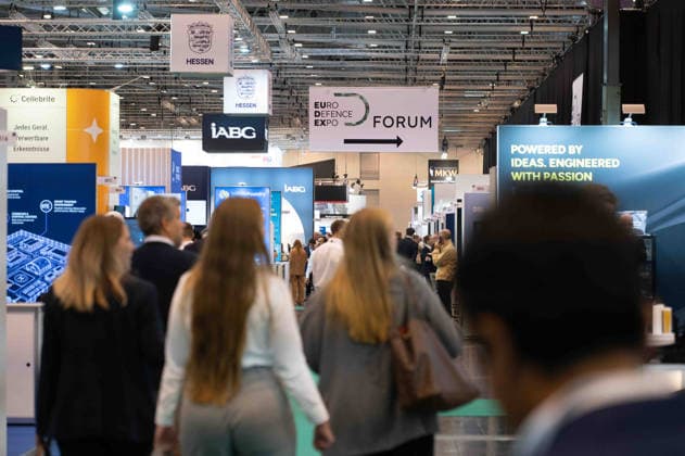 Visitors at the Eudex trade show, overview, feature, background image, stock photo, EUDEX Euro Defense Expo trade show, on September 22, 2026, at Messe Essen, Germany