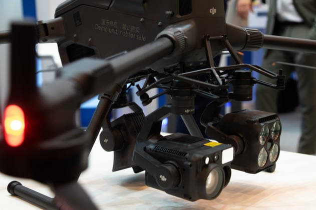 A drone equipped with thermal imaging cameras; reconnaissance, surveillance, observation; feature; background image; symbolic photo; EUDEX Euro Defense Expo, on September 22, 2026, at Messe Essen, Germany