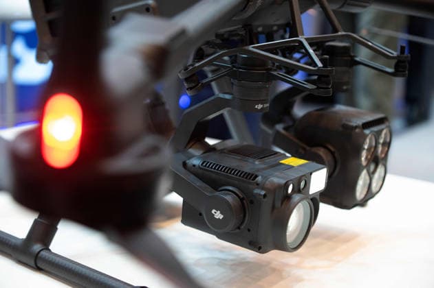 A drone equipped with thermal imaging cameras; reconnaissance, surveillance, observation; feature; background image; symbolic photo; EUDEX Euro Defense Expo, on September 22, 2026, at Messe Essen, Germany
