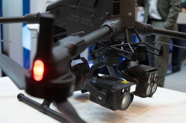 A drone equipped with thermal imaging cameras; reconnaissance, surveillance, observation; feature; background image; symbolic photo; EUDEX Euro Defense Expo, on September 22, 2026, at Messe Essen, Germany