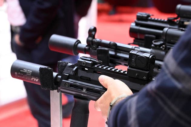 Heckler & Koch (HK) booth, small arms, pistols, machine guns, rifles for special forces, EUDEX Euro Defense Expo, on September 22, 2026, at Messe Essen, Germany
