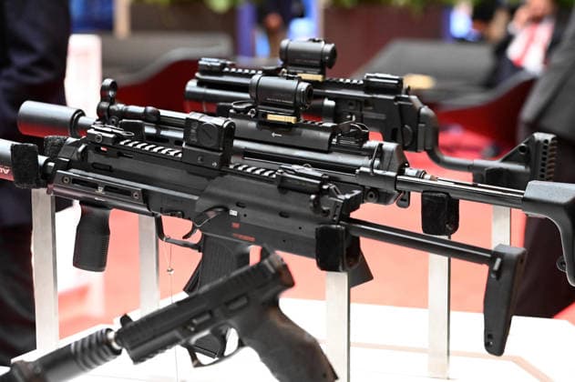 Heckler & Koch (HK) booth, small arms, pistols, machine guns, rifles for special forces, EUDEX Euro Defense Expo, on September 22, 2026, at Messe Essen, Germany