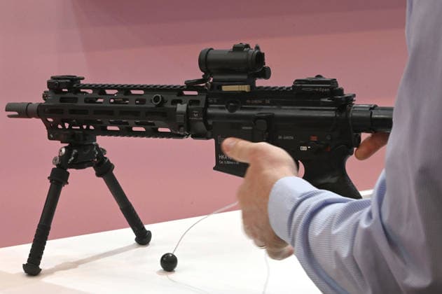 Heckler & Koch (HK) booth, small arms, pistols, machine guns, rifles for special forces, EUDEX Euro Defense Expo, on September 22, 2026, at Messe Essen, Germany