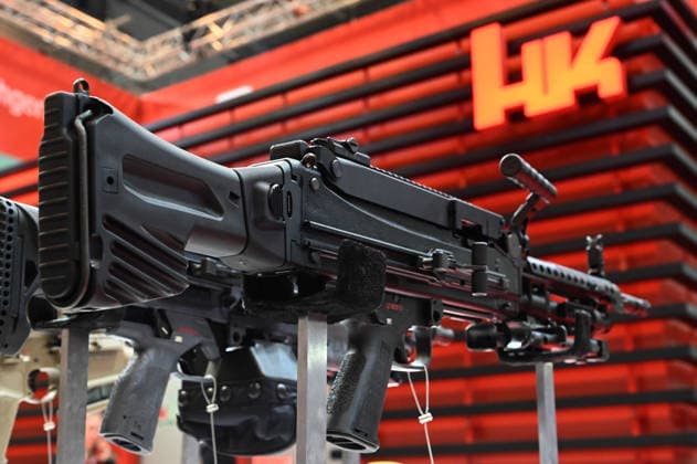 Heckler & Koch (HK) booth, small arms, pistols, machine guns, rifles for special forces, EUDEX Euro Defense Expo, on September 22, 2026, at Messe Essen, Germany