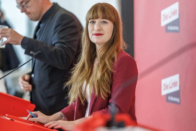 Statement by Die Linke: Heidi Reichinnek and Soeren Pellmann at a Die Linke press conference on September 22, 2026, in Berlin, Berlin, Berlin, Germany, Reichstag