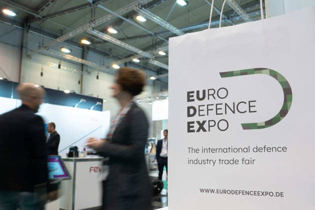 Visitors at the Eudes trade show, the EUDEX Euro Defense Expo, on September 22, 2026, at Messe Essen in Germany