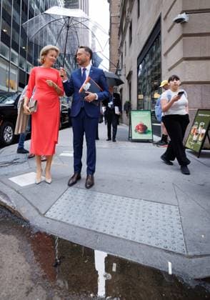 Queen Mathilde of Belgium and Vice-prime minister and Minister of Foreign Affairs Maxime Prevot pictured walking in the streets of New York during the 81st session of the United Nations General Assembly (UNGA81), in New York City, United States of America, Tuesday 22 September 2026.  BENOITxDOPPAGNE 187451026