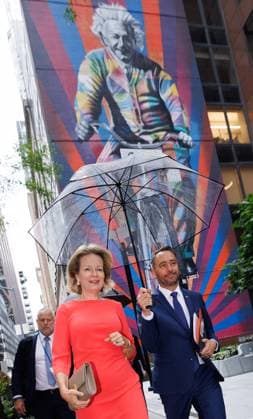 Queen Mathilde of Belgium and Vice-prime minister and Minister of Foreign Affairs Maxime Prevot pictured walking in the streets of New York during the 81st session of the United Nations General Assembly (UNGA81), in New York City, United States of America, Tuesday 22 September 2026.  BENOITxDOPPAGNE 187450231