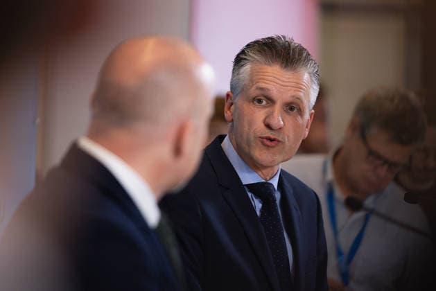 Press Statement by the CDU CSU Parliamentary Group in the Bundestag, Berlin, Germany, on September 22, 2026. CDU CSU Parliamentary Group Chair Thorsten Frei speaks to the press and journalists on the parliamentary group level of the Bundestag.