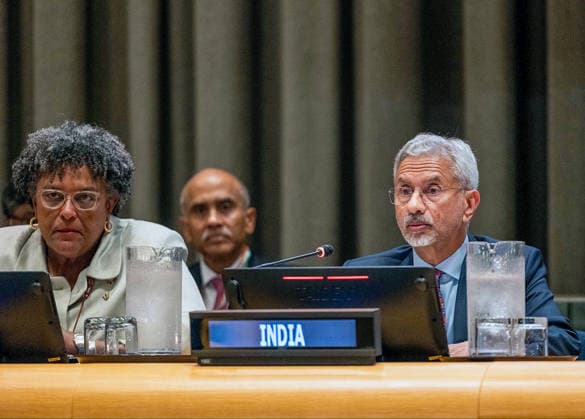 RECORD DATE NOT STATED EAM S. Jaishankar at P4M Summit in New York New York U.S. , Sep 22 (ANI): India s Foreign Minister S. Jaishankar, along with European Council President Antonio Costa (unseen), co-chairs the Partners for Multilateralism, International Law, Peace & Prosperity (P4M) Summit, in New York on Monday. (@DrSJaishankar X ANI Photo) New York USA Copyright: xANIx ANI_20260922139