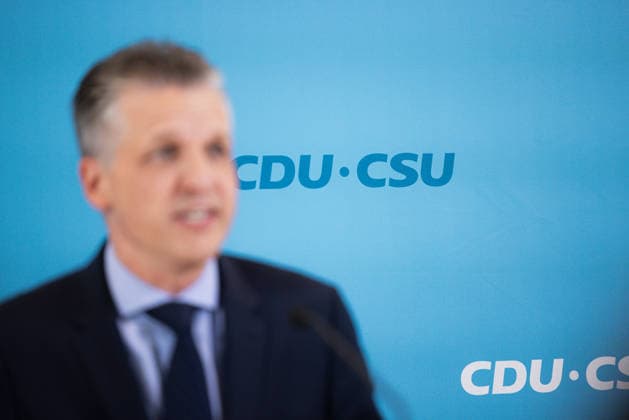 Press Statement by the CDU CSU Parliamentary Caucus in the Bundestag, Berlin, Germany, on September 22, 2026. CDU CSU Caucus Chair Thorsten Frei speaks to the press and journalists on the caucus floor of the Bundestag.