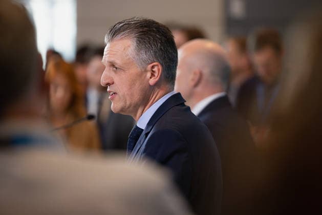 Press Statement by the CDU CSU Parliamentary Caucus in the Bundestag, Berlin, Germany, on September 22, 2026. CDU CSU Caucus Chair Thorsten Frei speaks to the press and journalists on the caucus floor of the Bundestag.