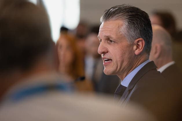Press Statement by the CDU CSU Parliamentary Caucus in the Bundestag, Berlin, Germany, on September 22, 2026. CDU CSU Caucus Chair Thorsten Frei speaks to the press and journalists on the caucus floor of the Bundestag.