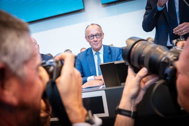 Chancellor Friedrich Merz at the start of the CDU and CSU caucus meeting in the German Bundestag; Session Week in the German Bundestag; Statements and the start of caucus meetings; Berlin, Berlin, Germany, Bundestag