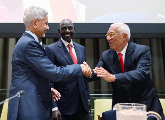 RECORD DATE NOT STATED EAM S. Jaishankar at P4M Summit in New York New York U.S. , Sep 22 (ANI): India s Foreign Minister S. Jaishankar and European Council President Antonio Costa at the Partners for Multilateralism, International Law, Peace & Prosperity (P4M) Summit, in New York on Monday. (@DrSJaishankar X ANI Photo) New York USA Copyright: xANIx ANI_20260922147